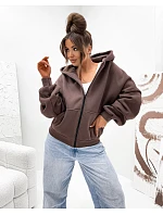 Teplá mikina oversize s kapucí, čokoládová (821112)