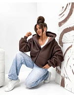 Teplá mikina oversize s kapucí, čokoládová (821112)