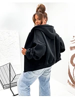 Teplá černá mikina oversize s kapucí (821112) Teplá černá mikina oversize s kapucí (821112)