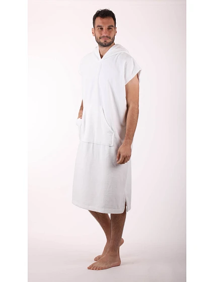 Pánské wellness pončo Tampa s kapucí bílá