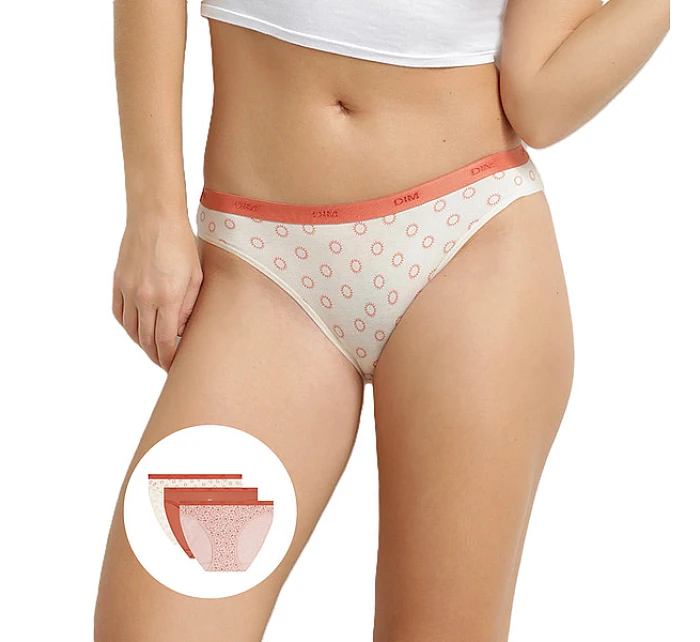 Dámské bavlněné kalhotky 3 ks DIM LES POCKETS COTTON SLIP 3x - DIM - smetanová Dámské bavlněné kalhotky 3 ks DIM LES POCKETS COTTON SLIP 3x - DIM - smetanová