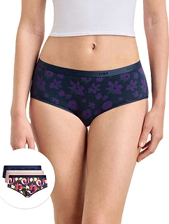 Dámské bavlněné kalhotky 3 ks DIM LES POCKETS COTTON BOXER 3x - DIM - červená