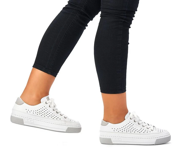 Rieker W RKR642 bílá kožená prolamovaná obuv Rieker W RKR642 bílá kožená prolamovaná obuv