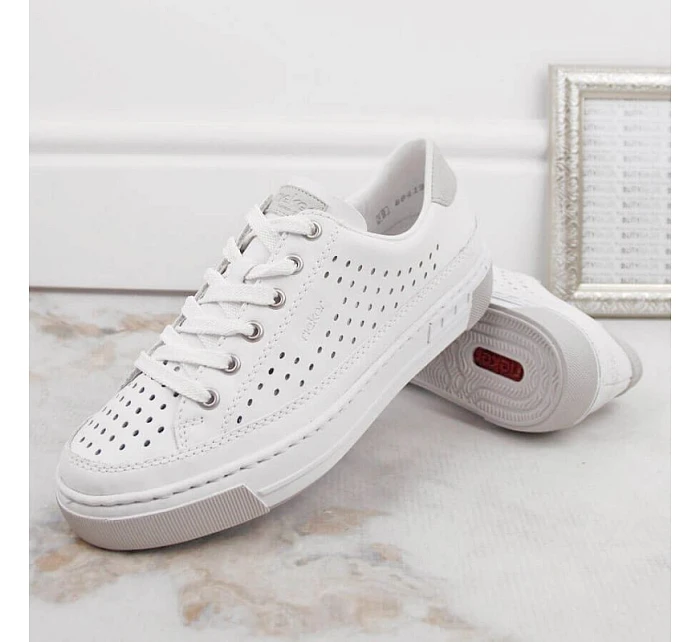 Rieker W RKR642 bílá kožená prolamovaná obuv Rieker W RKR642 bílá kožená prolamovaná obuv