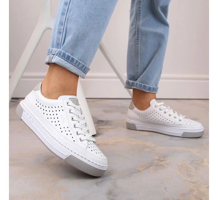 Rieker W RKR642 bílá kožená prolamovaná obuv Rieker W RKR642 bílá kožená prolamovaná obuv