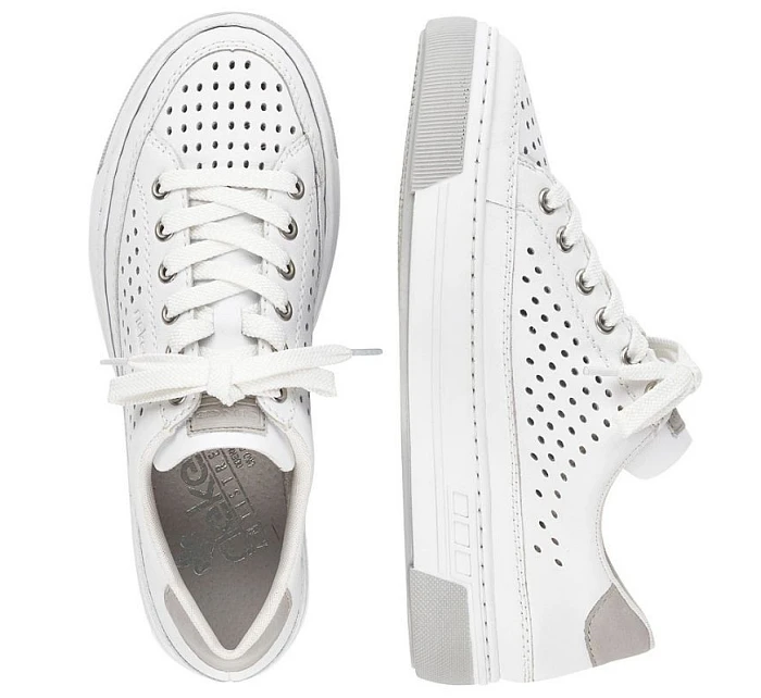 Rieker W RKR642 bílá kožená prolamovaná obuv Rieker W RKR642 bílá kožená prolamovaná obuv