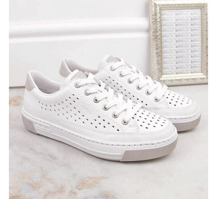 Rieker W RKR642 bílá kožená prolamovaná obuv Rieker W RKR642 bílá kožená prolamovaná obuv