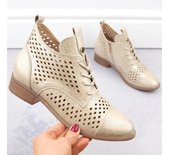 Ažurové boty Potocki W WOL205 zlaté Ažurové boty Potocki W WOL205 zlaté