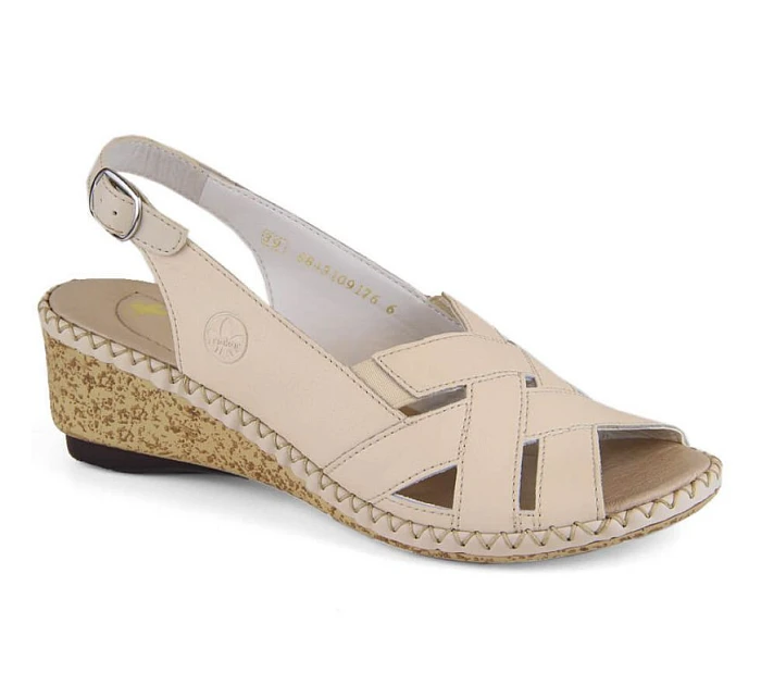 Kožené pohodlné sandály Rieker W RKR682 beige Kožené pohodlné sandály Rieker W RKR682 beige