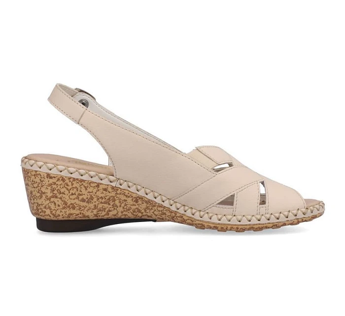 Kožené pohodlné sandály Rieker W RKR682 beige Kožené pohodlné sandály Rieker W RKR682 beige