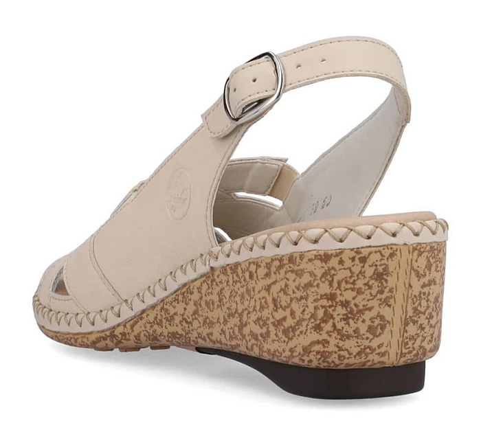 Kožené pohodlné sandály Rieker W RKR682 beige Kožené pohodlné sandály Rieker W RKR682 beige