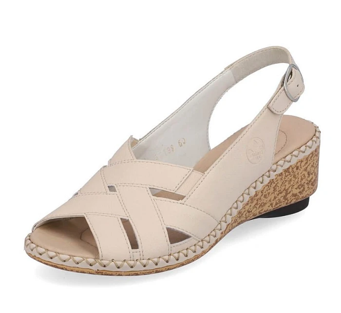 Kožené pohodlné sandály Rieker W RKR682 beige Kožené pohodlné sandály Rieker W RKR682 beige