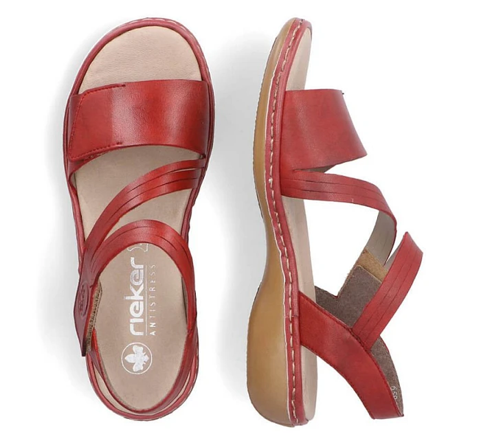 Kožené pohodlné sandály W model 22119032 red - Rieker Kožené pohodlné sandály W model 22119032 red - Rieker