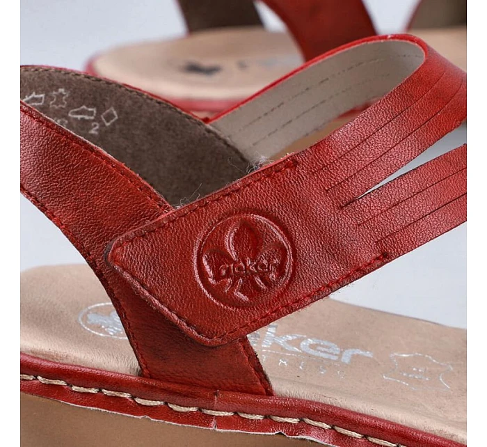 Kožené pohodlné sandály W model 22119032 red - Rieker Kožené pohodlné sandály W model 22119032 red - Rieker