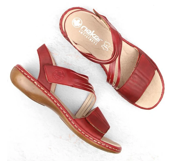 Kožené pohodlné sandály W model 22119032 red - Rieker Kožené pohodlné sandály W model 22119032 red - Rieker
