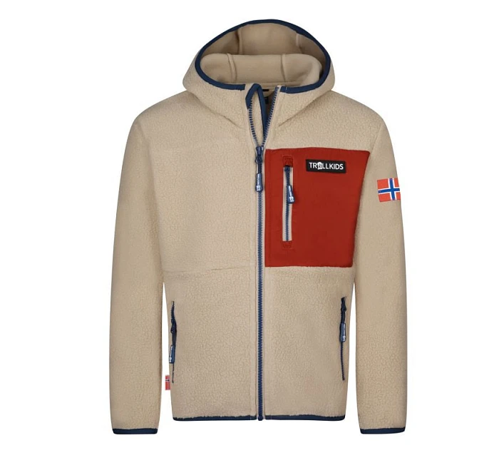 Trollkids Dětská fleecová bunda Aurlandsfjord Bunda na zip s kapucí béžová (466-815) Trollkids Dětská fleecová bunda Aurlandsfjord Bunda na zip s kapucí béžová (466-815)