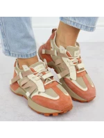 Dámské kožené tenisky béžové a oranžové Goe RR2N4064