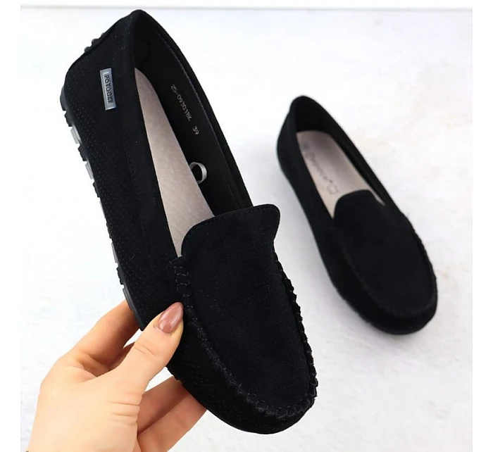 Dámské černé semišové mokasíny polobotky Potocki WL09301 Dámské černé semišové mokasíny polobotky Potocki WL09301