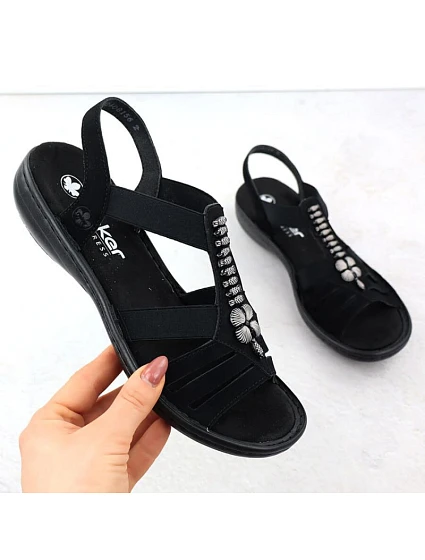 Dámské sandály černé model 22068356 - Rieker Dámské sandály černé model 22068356 - Rieker