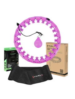 HULA HOP SET HHW12 FIALOVÝ S VÝSTUPKY A ZÁVAŽÍMI HMS + OPASEK BR163 ČERNÝ PLUS SIZE