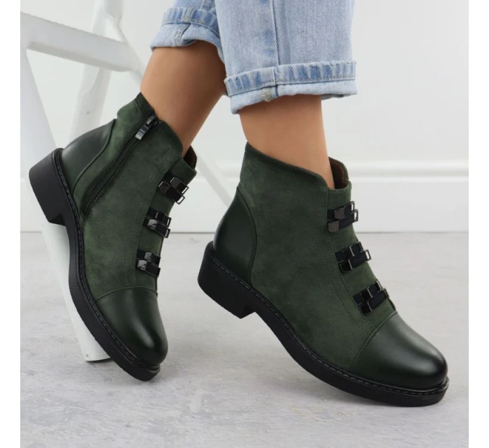 Dámské semišové zateplené boty zelené M.Daszynski SA252-4 Dámské semišové zateplené boty zelené M.Daszynski SA252-4