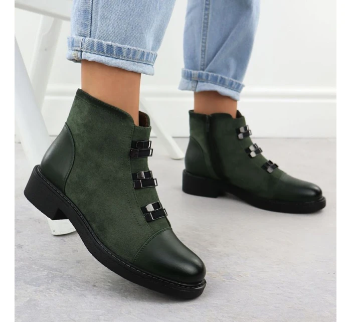 Dámské semišové zateplené boty zelené M.Daszynski SA252-4 Dámské semišové zateplené boty zelené M.Daszynski SA252-4