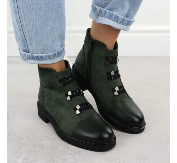 Dámské semišové zateplené boty zelené M.Daszynski SA252-4 Dámské semišové zateplené boty zelené M.Daszynski SA252-4