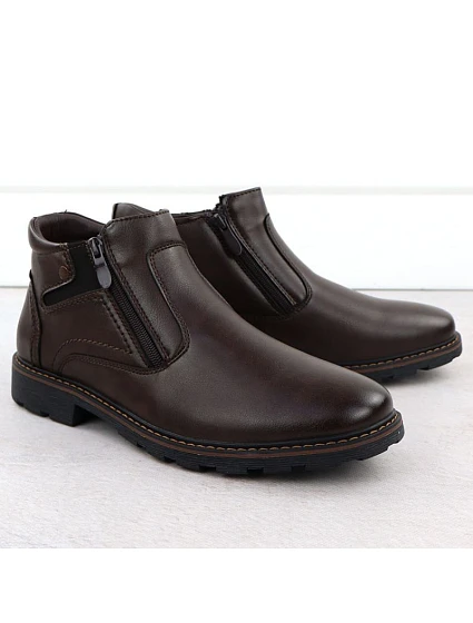 Pánské zateplené kotníkové boty na zip, hnědé, model 22396915 - VanHorn Pánské zateplené kotníkové boty na zip, hnědé, model 22396915 - VanHorn