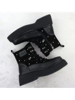 Dámské kožené kozačky na platformě zirconia černé Goe SS2N4140