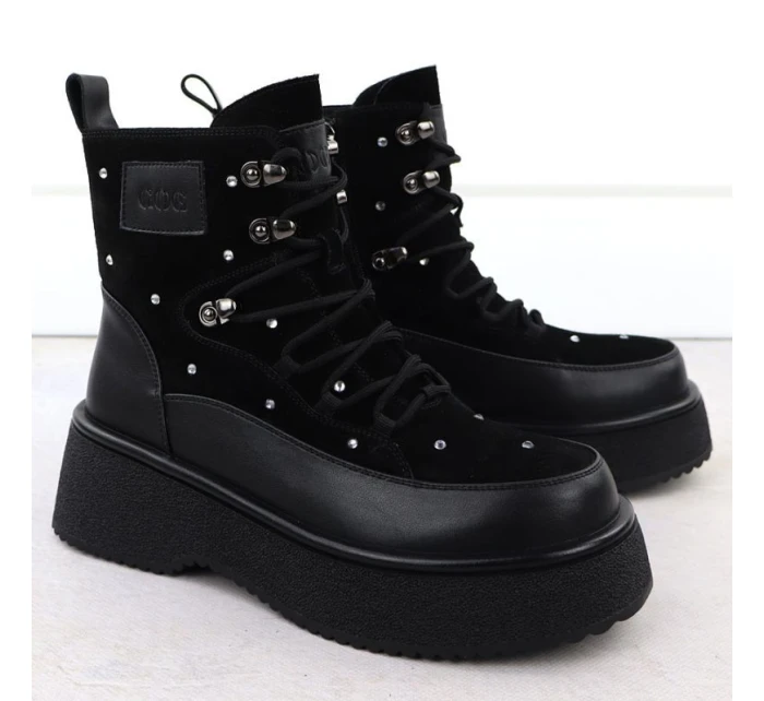 Dámské kožené kozačky na platformě zirconia černé Goe SS2N4140 Dámské kožené kozačky na platformě zirconia černé Goe SS2N4140