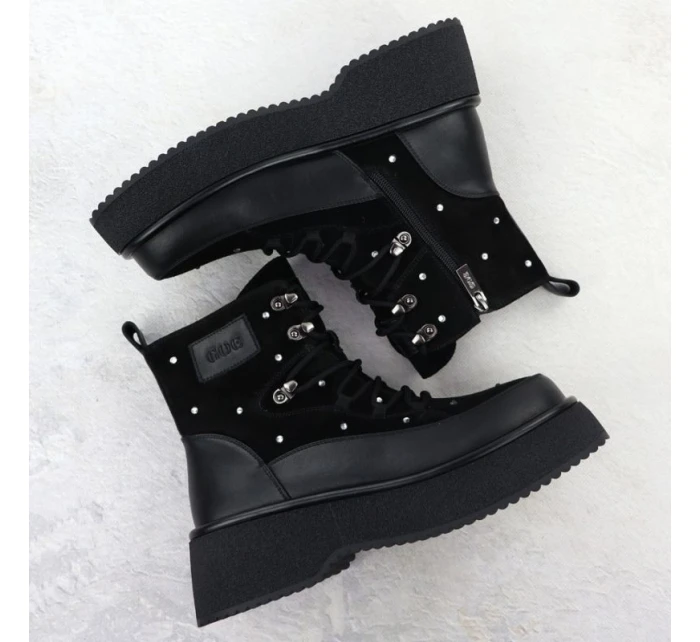 Dámské kožené kozačky na platformě zirconia černé Goe SS2N4140 Dámské kožené kozačky na platformě zirconia černé Goe SS2N4140