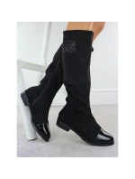 Dámské černé semišové lakované kozačky M.Daszynski MR2251-19