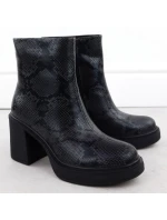 Dámské kožené boty na jehlovém podpatku z hadí kůže černé Goe SS2N4152