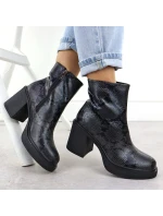 Dámské kožené boty na jehlovém podpatku z hadí kůže černé Goe SS2N4152