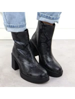 Dámské kožené boty na jehlovém podpatku z hadí kůže černé Goe SS2N4152