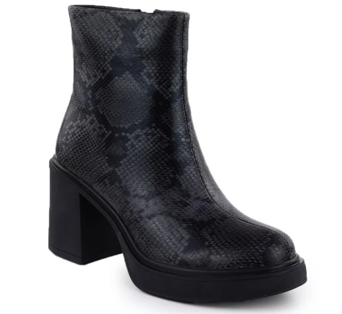 Dámské kožené boty na jehlovém podpatku z hadí kůže černé Goe SS2N4152 Dámské kožené boty na jehlovém podpatku z hadí kůže černé Goe SS2N4152