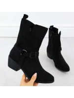 Dámské semišové kovbojské boty černé M.Daszynski model 21905629 - M. Daszyński