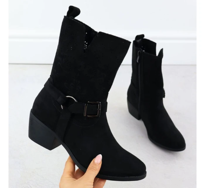 Dámské semišové kovbojské boty černé M.Daszynski model 21905629 - M. Daszyński Dámské semišové kovbojské boty černé M.Daszynski model 21905629 - M. Daszyński