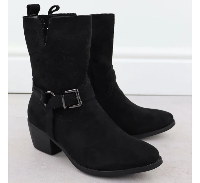 Dámské semišové kovbojské boty černé M.Daszynski model 21905629 - M. Daszyński Dámské semišové kovbojské boty černé M.Daszynski model 21905629 - M. Daszyński