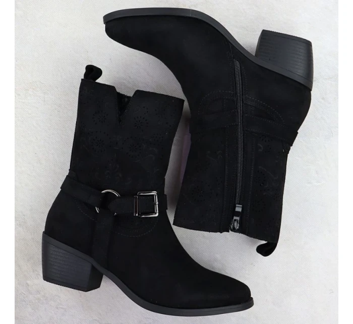 Dámské semišové kovbojské boty černé M.Daszynski model 21905629 - M. Daszyński Dámské semišové kovbojské boty černé M.Daszynski model 21905629 - M. Daszyński