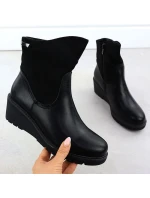 Dámské semišové boty na podpatku černé M.Daszynski model 21905643 - M. Daszyński