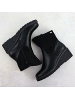 Dámské semišové boty na podpatku černé M.Daszynski model 21905643 - M. Daszyński