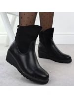 Dámské semišové boty na podpatku černé M.Daszynski model 21905643 - M. Daszyński