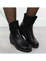 Dámské semišové boty na podpatku černé M.Daszynski model 21905643 - M. Daszyński