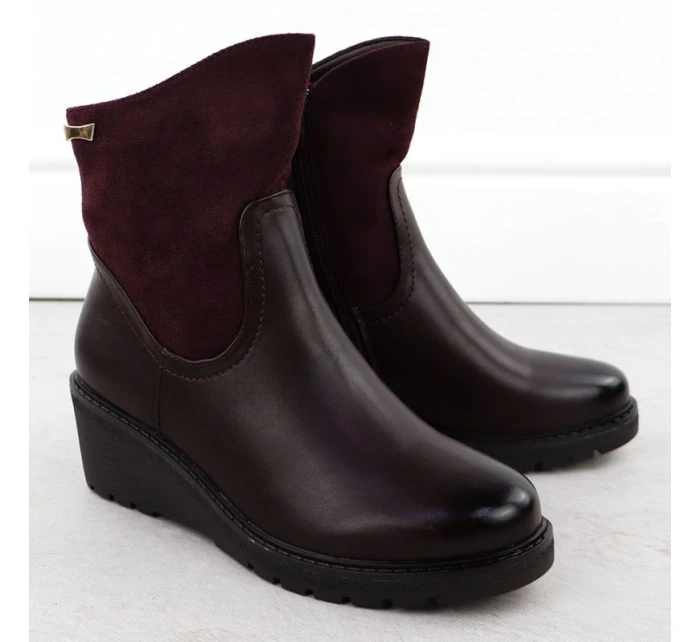 Dámské semišové boty na platformě vínové M.Daszynski 2510 Dámské semišové boty na platformě vínové M.Daszynski 2510