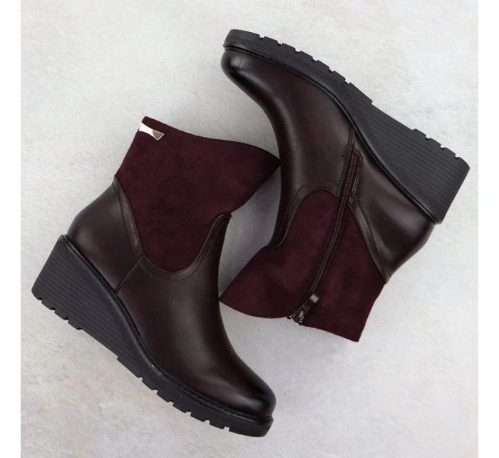 Dámské semišové boty na platformě vínové M.Daszynski 2510 Dámské semišové boty na platformě vínové M.Daszynski 2510