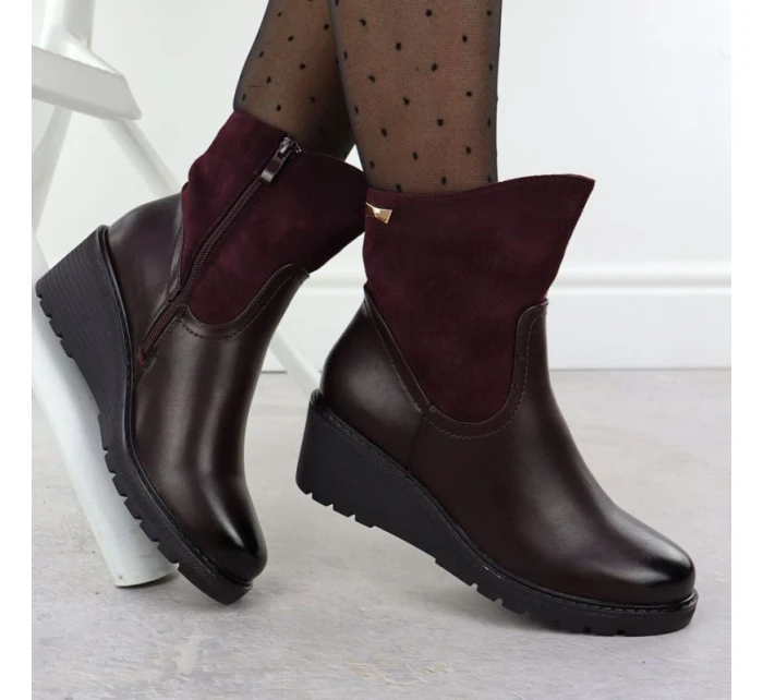 Dámské semišové boty na platformě vínové M.Daszynski 2510 Dámské semišové boty na platformě vínové M.Daszynski 2510