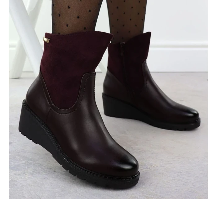 Dámské semišové boty na platformě vínové M.Daszynski 2510 Dámské semišové boty na platformě vínové M.Daszynski 2510