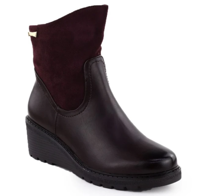 Dámské semišové boty na platformě vínové M.Daszynski 2510 Dámské semišové boty na platformě vínové M.Daszynski 2510