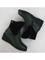 Dámské semišové boty na podpatku zelené M.Daszynski 2510